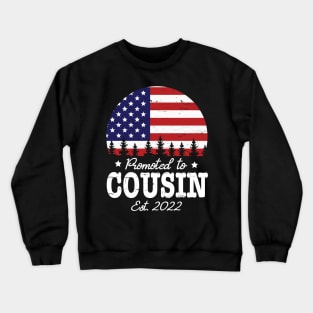 US Flag American Promoted To Cousin Est 2022 Sister Brother Crewneck Sweatshirt